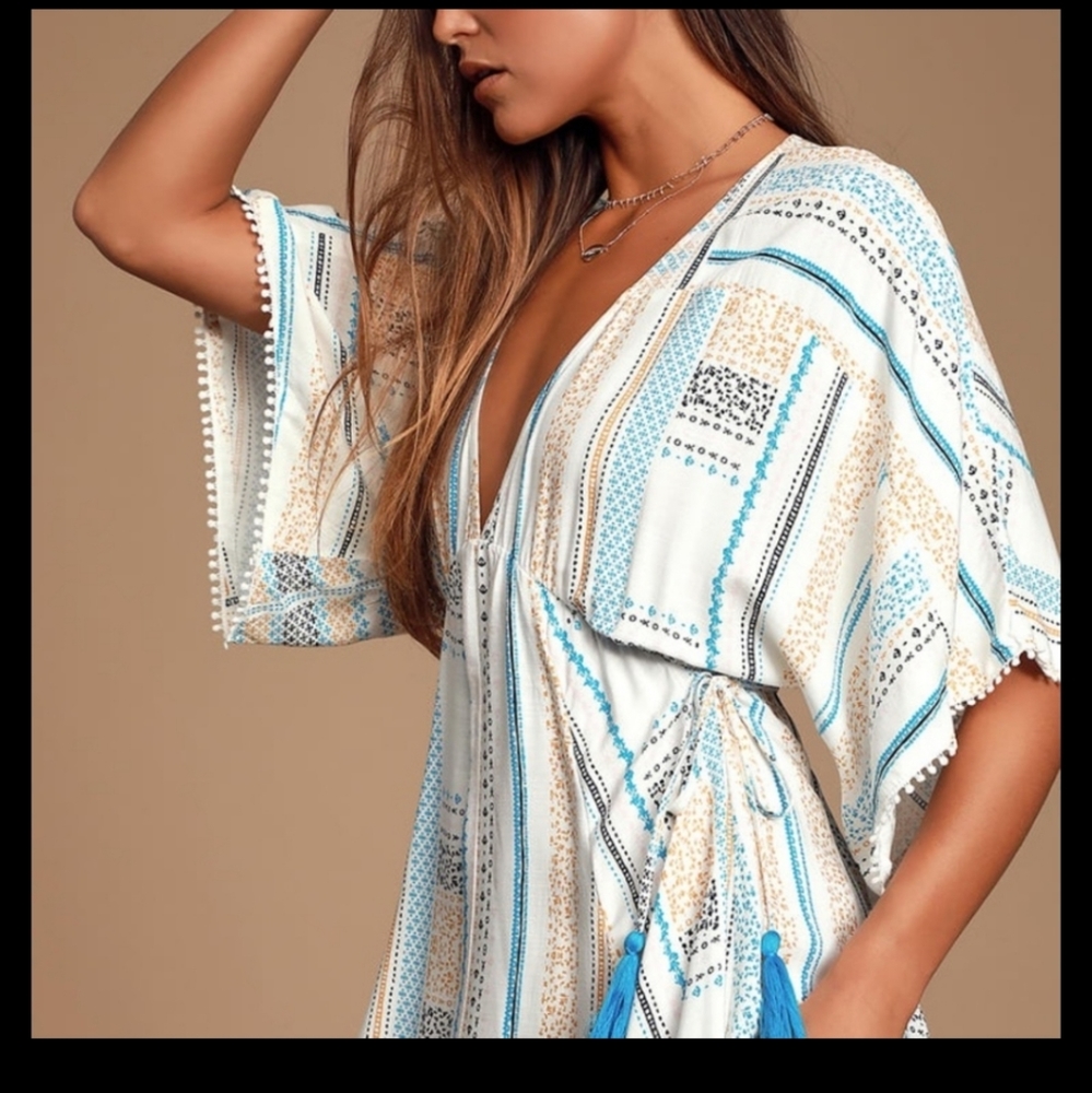 Lulus Graceful Grace Blue Print Midi Dress